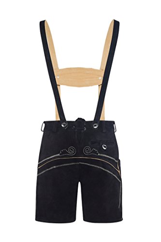 Traje tradicional bávaro de piel para hombre, con tirantes, talla 46-60, color marrón oscuro, para traje regional Negro 54W corto
