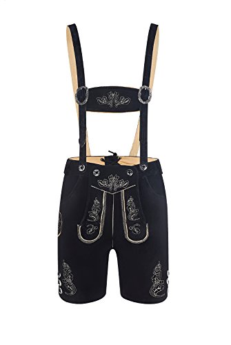 Traje tradicional bávaro de piel para hombre, con tirantes, talla 46-60, color marrón oscuro, para traje regional Negro 54W corto
