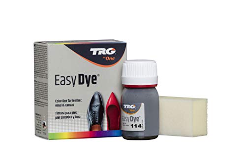 TRG The One - Tinte para Calzado y Complementos de Piel | Tintura para zapatos de Piel, Lona y Piel Sintética con Esponja aplicadora | Easy dye #114 Gris Claro, 25ml