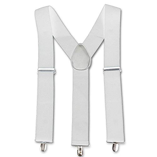 Trimming Shop 50mm Ancho Unisex Elástico LIGA - Color blanco - Liso Ajustable Tirantes para Pantalones, vaqueros y shorts