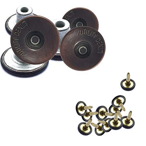 Trimming Shop Bronce Oscuro 17mm Latón Vaqueros Botón Tachuela Cierres con Espalda Pin para Ropa Reparando, Vaqueros, Chaquetas - Bronce Oscuro, 17mm