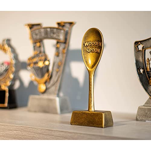 Trofeo de Cuchara de Madera, Pequeño Trofeo en Resina para Premios - 16 cm x 2,5 cm x 6 cm