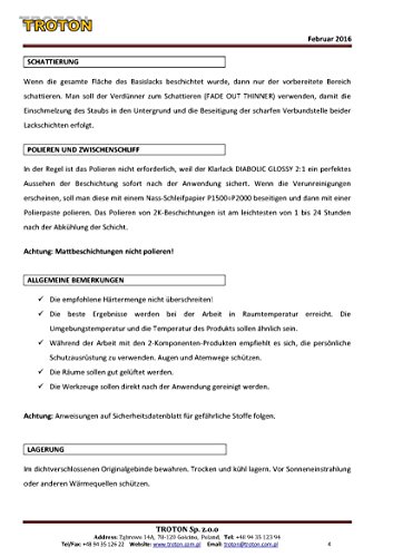 Troton 2K HS - Barniz acrílico transparente (1 L, 2:1, resistente a los arañazos + endurecedor 0,5 L), efecto brillante