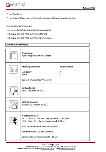 Troton Barniz transparente 2:1 UHS 5L resistente a los arañazos acrílico 2K barniz + 2,5L Endurecedor rápido Master