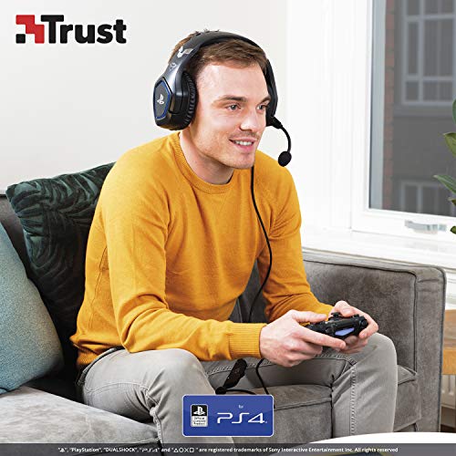 Trust Cascos Gaming PS4 y PS5 Auriculares de Gaming GXT 488 Forze, Licencia Oficial para PlayStation, Micrófono Plegable, Altavoces Activos de 50 mm, Cable Trenzado de Nailon de 1.2 m, Negro