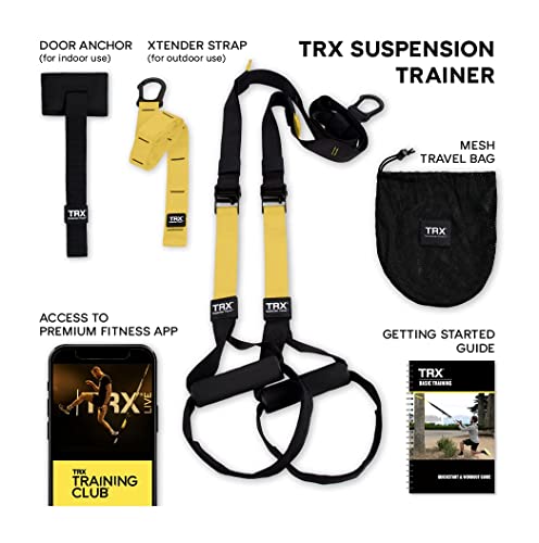 TRX All-in-One - Sistema de entrenamiento en suspensión - Versátil sistema de gimnasio en casa - Incluye acceso al club de entrenamiento TRX