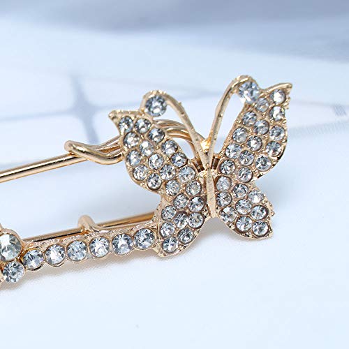 TseenYi Broche de mariposa de moda con diamantes de imitación completos de pezón, delicado collar y alfiler de ropa, joyería para mujeres y niñas