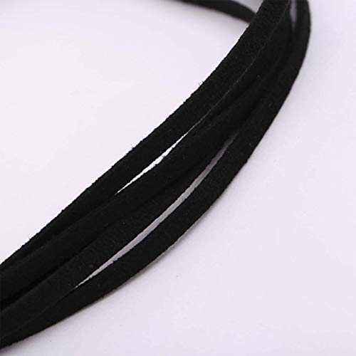 TseenYi - Collar de terciopelo de gamuza boho con capas largas, collares de cordón negro, collares de plumas, joyería gótica para mujeres y niñas (pluma dorada)
