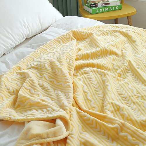 TUOYX-Manta de sofá de franela, manta de sofá cama de felpa suave, 100% microfibra, adecuada para sala de estar, sofá, manta de silla, adecuada para todas las estaciones. (amarillo, 120cmx200cm)