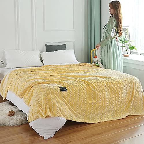 TUOYX-Manta de sofá de franela, manta de sofá cama de felpa suave, 100% microfibra, adecuada para sala de estar, sofá, manta de silla, adecuada para todas las estaciones. (amarillo, 120cmx200cm)