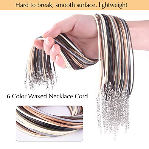 TUPARKA 60 piezas de cordón de collar encerado con cierre 6 colores surtidos 2mm cuerda de collar para pulsera de bricolaje collar fabricación de joyas