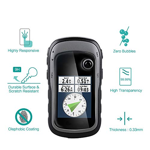 TUSITA [2 Piezas] Protector Pantalla Compatible con Garmin eTrex 10 20 20X 22X 30 30X 32X - 0.33mm Cristal Templado Ultrafino Vidrio, Ultraresistente 9H Dureza - Accesorios de Mano GPS Navigator