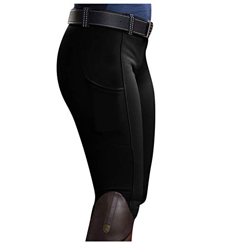 TYTUOO Medias de equitación para mujer ecuestre equitación Soft Elastic Jodhpurs Pantalones de equitación Pantalones de yoga ventilados con bolsillos, A-negro, XL