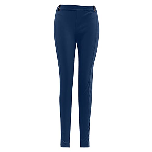 TYTUOO Pantalones de equitación suaves y elásticos para mujer, pantalones de equitación, pantalones de yoga con bolsillos, A-azul, L