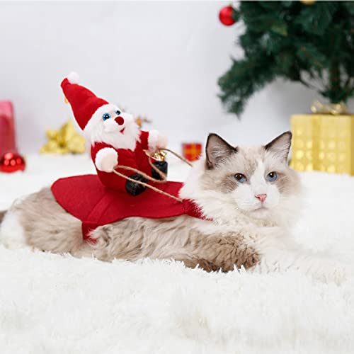 U-D Vestido De Navidad para Perros Papá Noel Montar a Caballo Vestido De Navidad Perro Lindo Ropa De Fiesta para Gatos Mascota Papá Noel Deformación Caballo Jinete