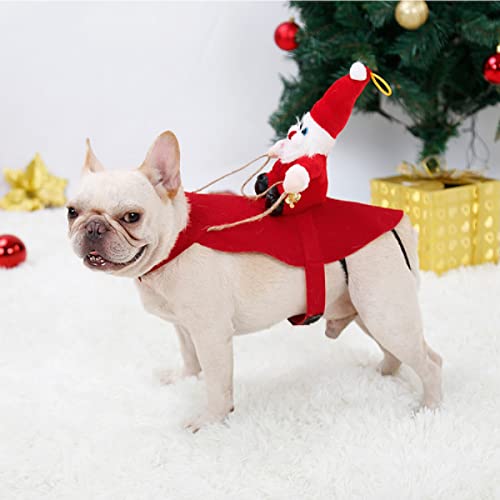 U-D Vestido De Navidad para Perros Papá Noel Montar a Caballo Vestido De Navidad Perro Lindo Ropa De Fiesta para Gatos Mascota Papá Noel Deformación Caballo Jinete
