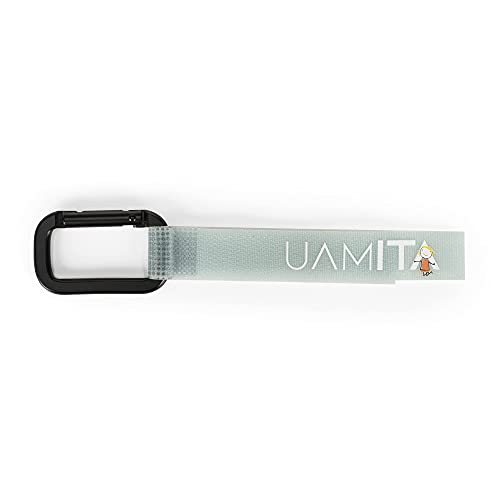 UAMITA - Par de ganchos para cochecito con mosquetón de aluminio y velcro para el enganche al manillar del cochecito (cian)