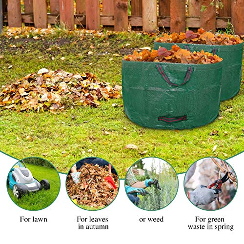 UBORSE Bolsa de Residuos de Jardín Paquete de 3 * 238L Sacos de Basura Reutilizables con Asa Colección Leaf Bolsa de Aultivo para Verduras