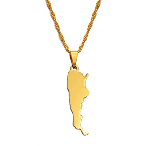 UCJHXFR Collar con colgante de mapa de Argentina para mujer de oro con mapa de Argentina 018121
