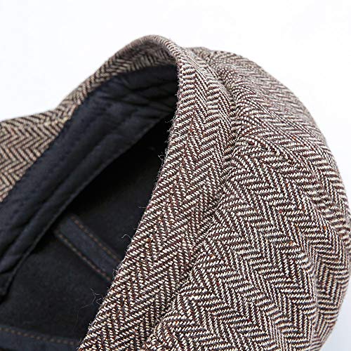 Ueither Unisex Gorras de Boina Sombreros Baker Boy Newsboy Casquillo Plano 8 Panel Herringbone Tweed Flat Cap Gatsby Hat