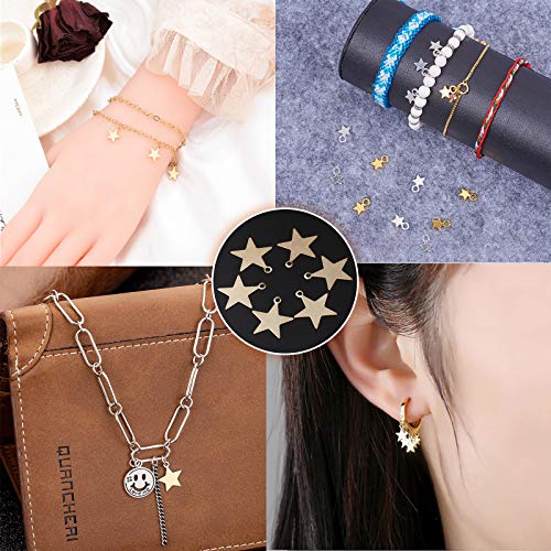 UFLF 100pcs Dijes Estrellas Colgantes Encantos Dorado Mini Colgantes Bisutería Accesorios Tibetana para Pulsera Collar DIY Pendientes Joyería 6 * 8mm