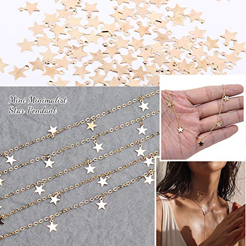 UFLF 100pcs Dijes Estrellas Colgantes Encantos Dorado Mini Colgantes Bisutería Accesorios Tibetana para Pulsera Collar DIY Pendientes Joyería 6 * 8mm