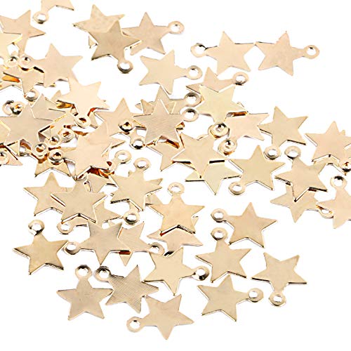 UFLF 100pcs Dijes Estrellas Colgantes Encantos Dorado Mini Colgantes Bisutería Accesorios Tibetana para Pulsera Collar DIY Pendientes Joyería 6 * 8mm