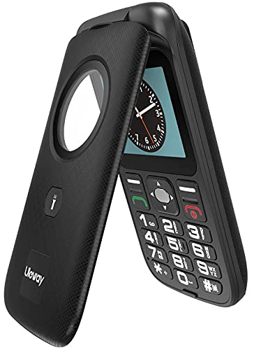 Uleway Teléfono Móvil con Tapa para Personas Mayores Dual SIM Telefono Móvil Basico con Teclas Grandes, Alto Volumen, Botón SOS, Recargable Batería, Fácil de Usar para Ancianos y Niños (Negro)