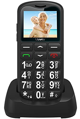 Uleway Teléfonos Móviles para Mayores con Teclas Grandes Fácil de Usar Celular para Ancianos con SOS Botón, Cámara, Base de Carga, Doble SIM Senior Telefonos Basicos (Negro)