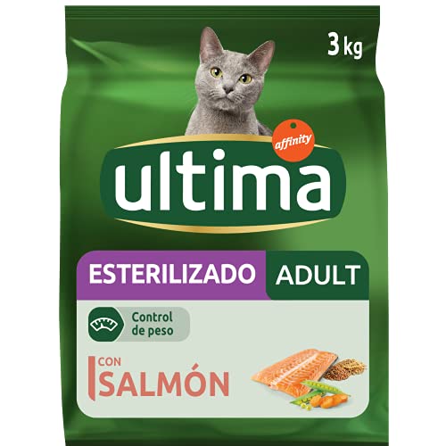 ultima Pienso para Gatos Esterilizados con Salmon - 3 x 3kg: Total 9kg
