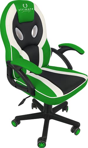 Ultimate Gaming HPAINF0102 Silla Gaming, Madera, Verde y Blanco, pequeño