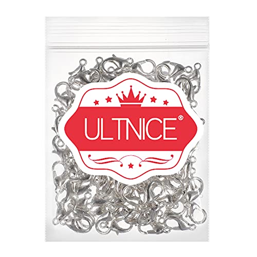 ULTNICE - 100 cierres de mosquetón curvados para bisutería con cierre de gancho para collar