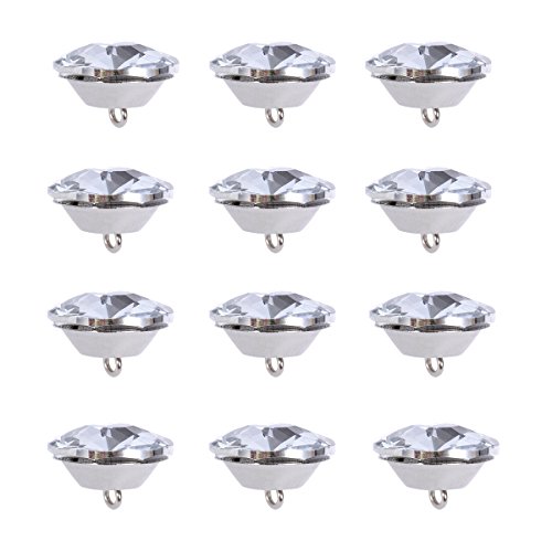 Ultnice 20 Botones de cristal de 25 mm, brillantes y con aro de metal, botón para mobiliario, tapizados o costura del sofá
