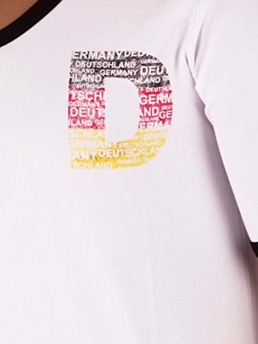 Ultrasport Deutschland 2014 - Camiseta para Hombre, diseño Retro con Letra D y Bandera de Alemania Blanco Blanco/Negro Talla:Large