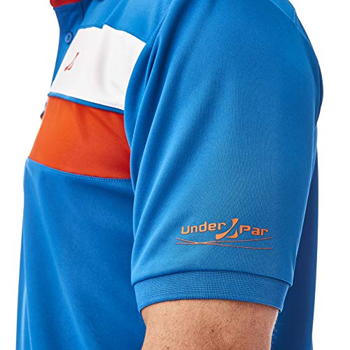Under Par UPTS1892-MENS Contrast Cut N' Sew Panel Detail Poloshirt Camisa de Polo, Hombre, Azul Marítimo/Naranja/Blanco, M