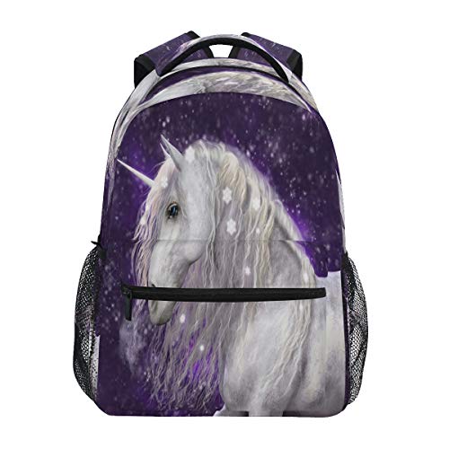 Unicorn White Pony Horse Galaxy - Mochilas para colegio, diseño de caballo y galaxia