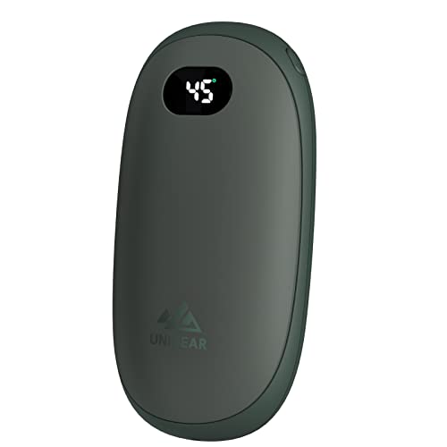 Unigear Calentador de Manos Recargable - Reutilizable Portable Electrónico Calienta Manos 5200mah USB Banco de Energía Calor 35-55°C y Digital Pantalla, para Raynauds, Exterior, Camping, Senderismo