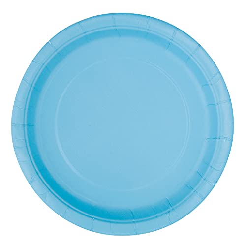 Unique Party- Platos de Papel Ecológicos-18 cm Azul Claro-Paquete de 20, Color light blue (30898EU)
