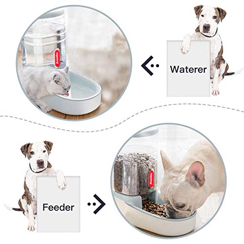 UniqueFit Pets Gatos Perros Riego automático y alimentador de Alimentos 3.8 L con 1 * dispensador de Agua y 1 * alimentador automático para Mascotas (A-Gray)
