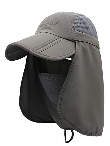 Unisexo Safari Cap con Protector de Cuello Anti UV Abatible Gorra de Béisbol para Acampar al Aire Libre -