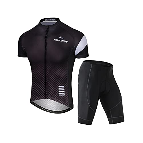 Unkoo Summer Cool - Conjunto de maillot de ciclismo para hombre con pantalones cortos acolchados de gel 4D, trajes de manga corta para andar en bicicleta, senderismo, correr, montar a caballo, deporte