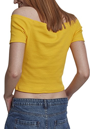 Urban Classics Ladies Off Shoulder Rib tee Camiseta, Amarillo, Cromo, L para Mujer
