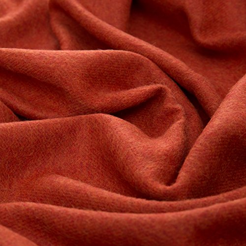 URBANARA Manta Arica 100% lana de alpaca bebé peruano naranja óxido 130 x 185 cm, manta de lana con flecos para sofá/cama/silla