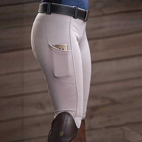 URIBAKY - Pantalones de equitación para mujer, pantalones de equitación, talla alta, pantalones de chándal para mujer, blanco, S