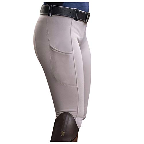 URIBAKY - Pantalones de equitación para mujer, pantalones de equitación, talla alta, pantalones de chándal para mujer, blanco, S