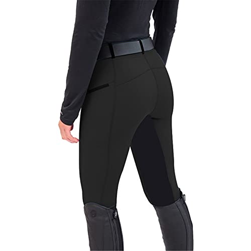 URIBAKY - Pantalones de equitación para mujer, para ejercicio, talle alto, deportes de equitación, equitación, ropa de deporte, Le Noir, XL