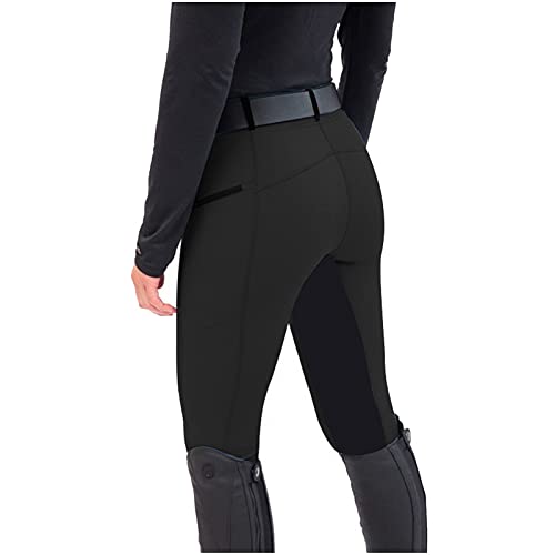 URIBAKY - Pantalones de equitación para mujer, para ejercicio, talle alto, deportes de equitación, equitación, ropa de deporte, Le Noir, XL
