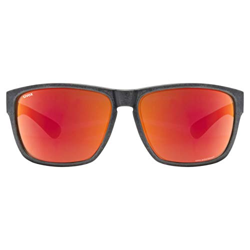 uvex lgl Ocean P Gafas de Sol, Unisex-Adult, Black Mat/Red-Red, One Size