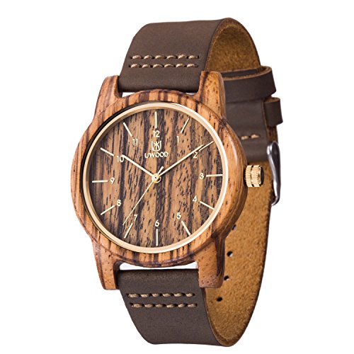 uwood negro reloj de madera de sándalo reloj Casual Fashion madera reloj hombres mujeres(Zebra)