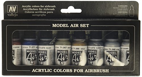 Vallejo Model Air Set, Set de Colores Acrílicos para Aerografia, Multicolor, 8 x 17 ml